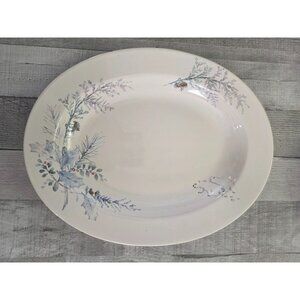 Pfaltzgraff Winter Frost Oval Serving Platter Polar Bears & Pinecone Garland